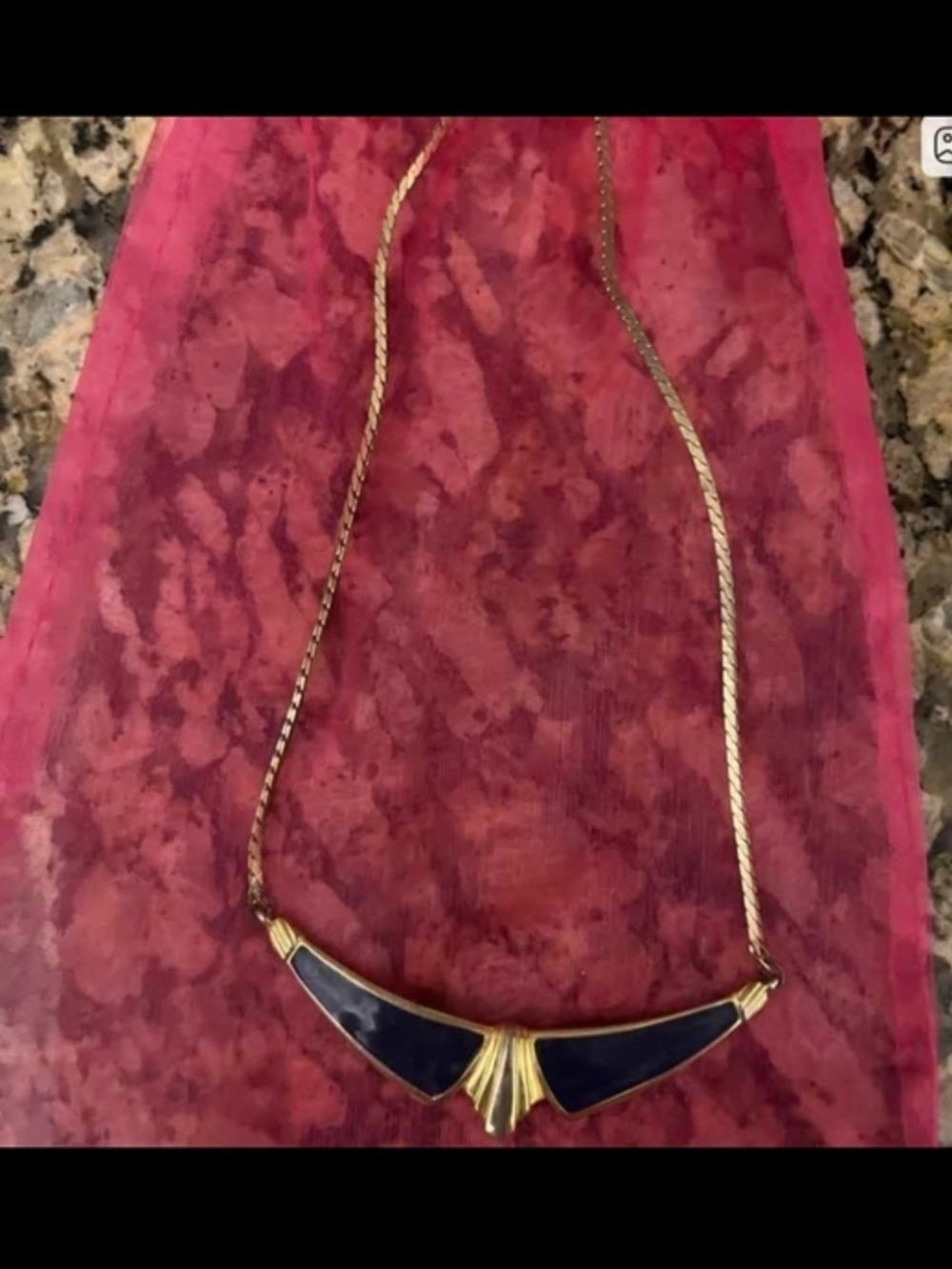 India Boutique Gold-Tone Necklace with Navy Inlay